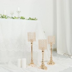 3 GOLD Metal Goblet Acrylic Beads Votive CANDLE HOLDERS Centerpieces Party Event