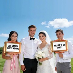 2pcs Wedding Bottle Service Signboard, (22 x 19.68) inch, multicolor