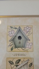 Gold Framed/Matted 23″ x11″ Picture 4 Birds And Nests – East Season Shown, VG