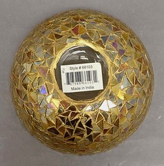 Compote Bowl Vase Mosaic Amber Color Triangle Glass Chips 6″Dia 2.5″High Set/2
