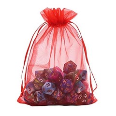 Organza Bags 100pcs, 5 x 7 inches Christmas Gift Drawstring Bags Mesh Red