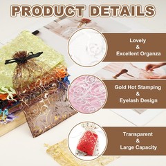 50Pcs Organza Bags 3.1×4.3 Inch Candy Bags Mesh Bag Jewelry Bag Pink-Silver
