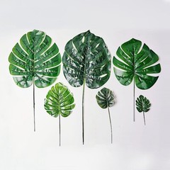 6 pcs Monstera Leaves Artificial Tropical Greenery Stems Wedding Party Supplies