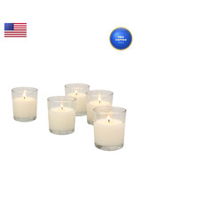 Stonebriar 48 Pack Unscented Long Burning Clear Glass Ivory Wax Filled Votive