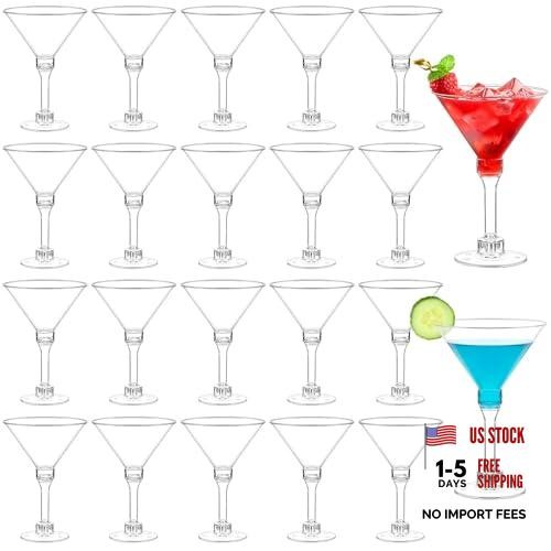 40 Pack Mini Plastic Martini Glasses – 5oz Disposable Cocktail Glasses Tall