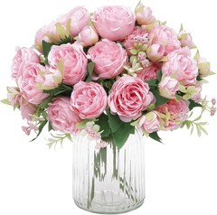 MARTINE MALL 2 Packs Peonies Artificial Flowers, Light Pink Artificial Peonies