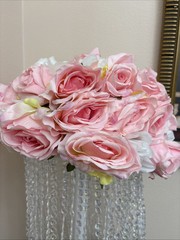 Luxurious Crystal White/Pink Flower Stand Wedding 13in Diameter No Stand Incl