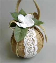 HANDMADE Burlap & White Lace Pomander WEDDING Kissing Ball Sphere