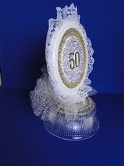 New Elegant Handmade 50TH Wedding Anniversary Caketopper, #46