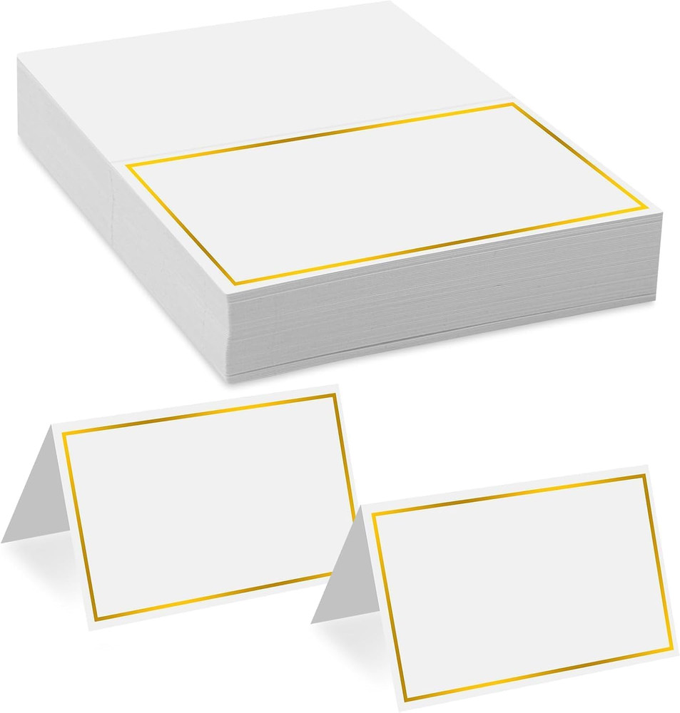 50PCS Tent Place Cards with Gold Foil Border 2″x3.5″ Wedding Table Name Cards