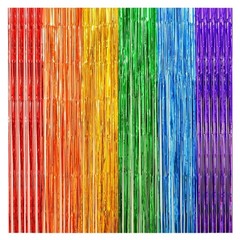 2 Pack Rainbow Foil Fringe Curtains, 3.3×6.6 Ft Metallic Tinsel Backdrop Part…
