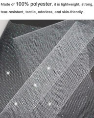 Sequin Glitter Tulle Fabric Roll, 6 Inch By 50 Yards, White Net Ribbon