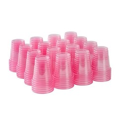 100ct 2oz Mini Clear Shot Glasses, Disposable Small Plastic Cups for Pink