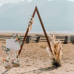 Reusable Large Heavy Triangular Wedding Arch Backdrop Stand Wooden Flowers Frame