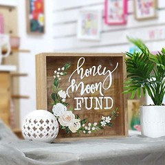 Honey Moon Fund Box, Rustic Wood Wedding Card Box with Honey Moon Fund (Floral)