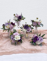 Set of 6 Mini Floral Centerpieces for Wedding & Home Decor – Purple Bouquets