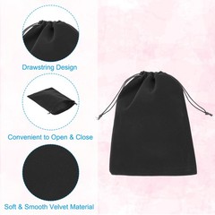 8Pcs Velvet Gift Bags 7 x 9″ Velvet Drawstring Jewelry Pouches Black