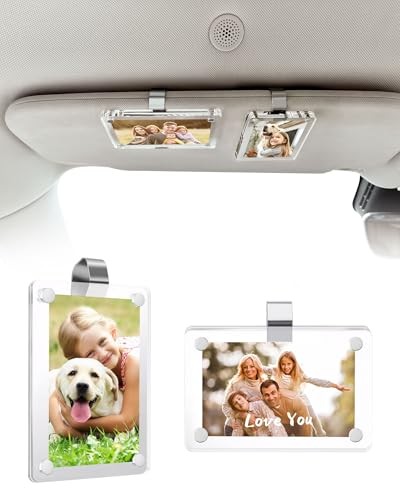 2Pcs Car Picture Holder for Visor Magnetic Picture Frame for 3 Inch 2.4″x3.5″