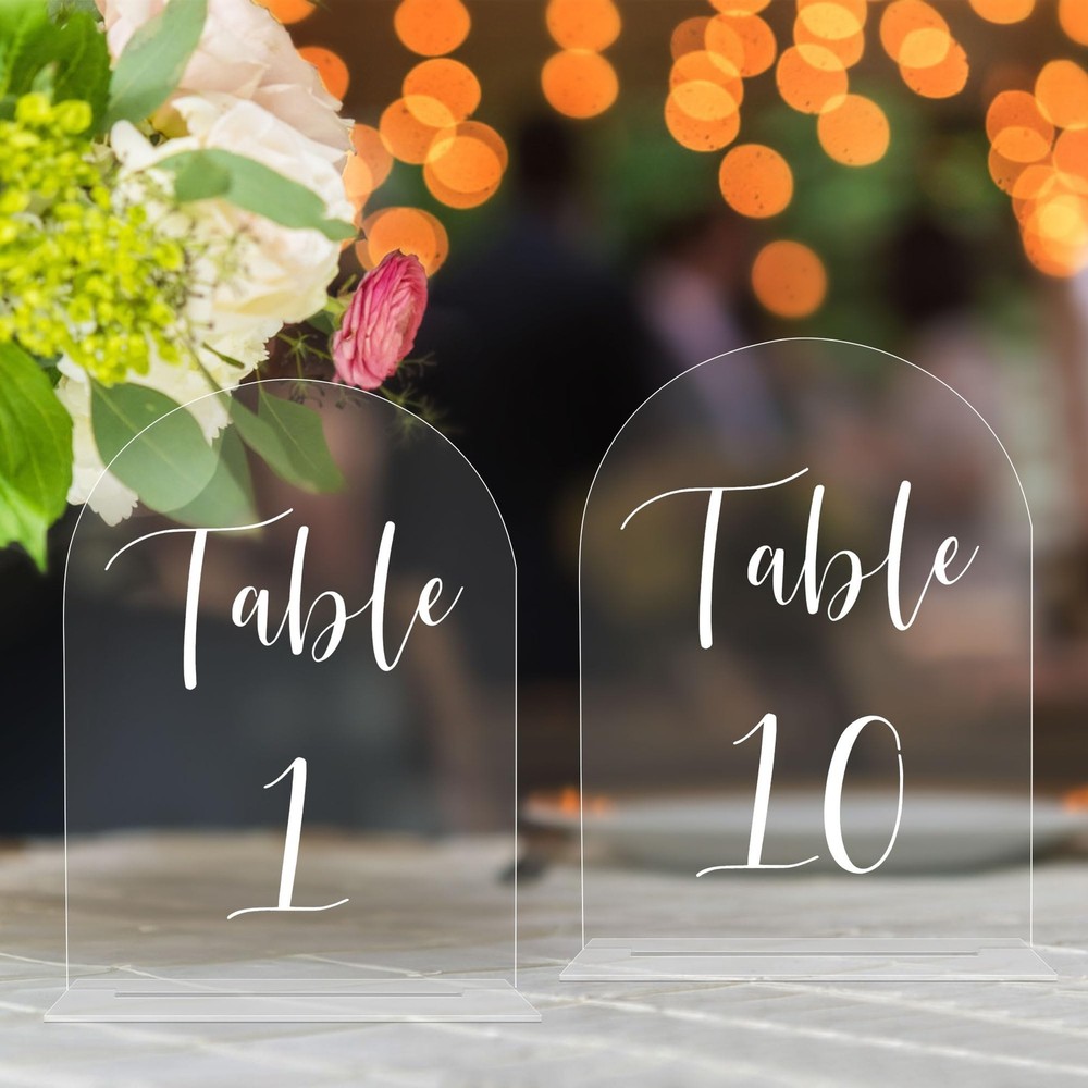 JOYIT Arch Wedding Table Numbers 1-10 Number 1-10, Clear White Font