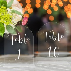 JOYIT Arch Wedding Table Numbers 1-10 Number 1-10, Clear White Font