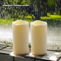 xiangpeng Flickering Flameless LED Candles with 10-Key 2pcs, Ivory Plasitc