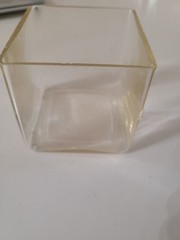 VTG Set Of 6 Glass Square Candle 2.5″ Amber Tint Clear MCM Glasses Bar Raw Edge