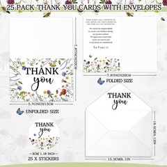 Marspark 25 Pack Sympathy Thank You Cards for Funeral with Envelopes Sticker …