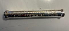 Wedding Certificate Holder Engraved Silver Plated Tube “Cherished Bouquet”