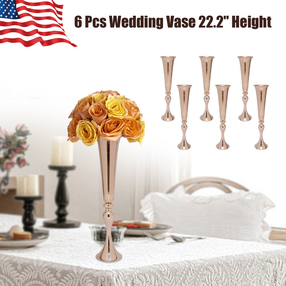 6 Pcs Versatile Vase Metal Wedding Centerpieces 22.2″ Height 56.5 cm Trump Vase