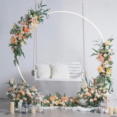 2.2/2.4M Round Metal Wedding Arch Frame Moongate Base Garden Arbor CircularStand