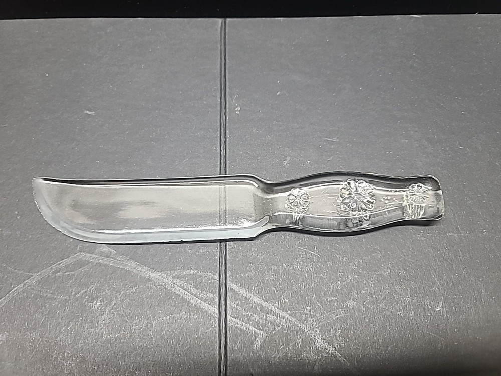 Vintage Depression Clear Glass Cake Fruit Knife Nice