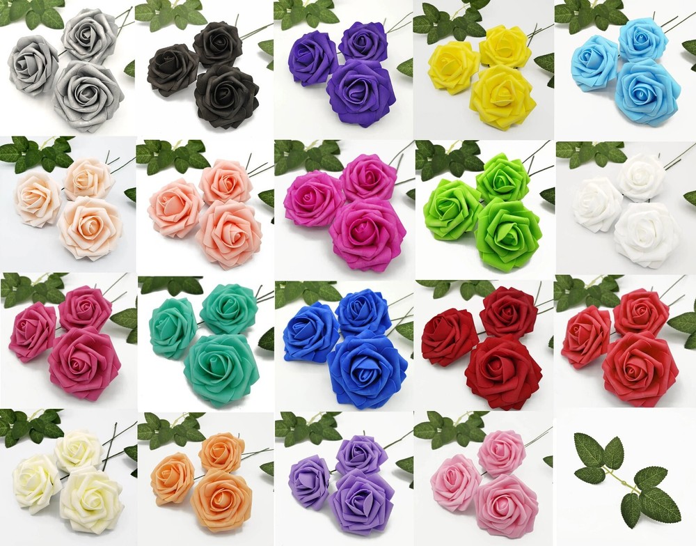 25/50 Real Touch Foam Roses Perfect For DIY Wedding Bouquets Decor Centerpieces