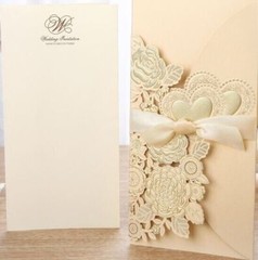 25 Pcs Gold Wedding Laser Cut Invitation Cards Rose Heart Greeting & Envelopes