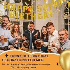 50th Birthday Decorations for Women Men-Gold Glitter Birthday Party Favors-Ha…