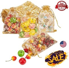 200× Organza Bag Tulle Drawstring Packaging Display Jewelry Pouches Wedding Gift