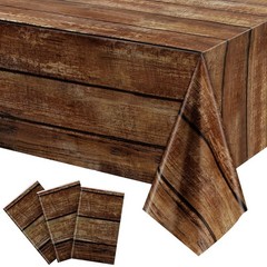 Irenare 3 Pcs Brown Wood Grain Tablecloths Rustic 54 x 108 inches,