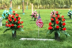 LVXINLI 2 Sets Artificial Cemetery Flowers,Outdoor Grave Decorations Red