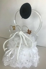 Western Hearts with Cowboy Boot Charms and Cowboy Hat, White Wedding Cake Topper