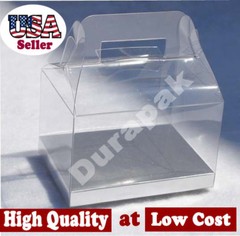24 PCS 4x3x2-1/2″ Wedding Party Favor Gable Handle Clear PVC Box w/ Silver Card