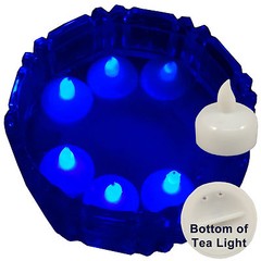 NEW 6 Blue Led Floating Floral Tea Light Candle for Wedding Centerpiece Decor