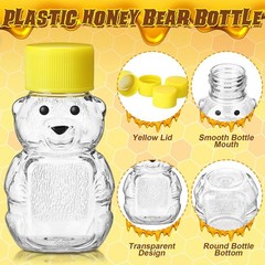 50 Sets 2oz Plastic Honey Bear Bottle Gifts 50 Shape Clear Empty Honey…