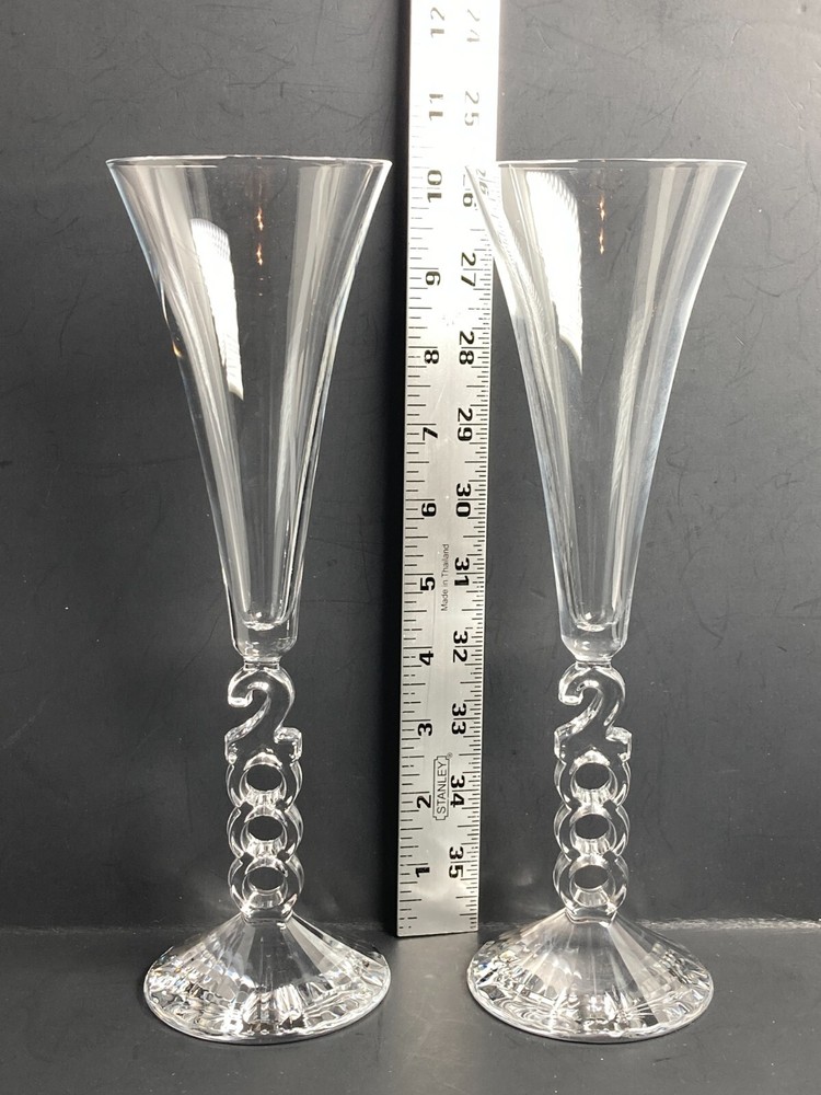 Set of 2 10 Inch 2000 Crystal Champagne Flute Glasses