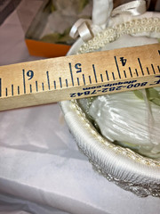New in box Studio His & Hers Ivory White Stain Bridal Wedding Flower Girl Basket