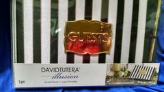 NIP David Tutera Black And White Striped Satin Cover Wedding Guest Book with Pen