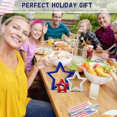 3 PCS Patriotic Wooden Star Sign Table Decor 4th of July 1 PACK, 3 PCS