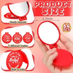 Set of 64 Red Mini Compact Mirrors for Women – Inspirational Small Gifts