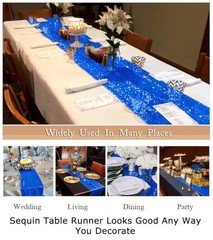 12×72-Inch Royal Blue Rectangle-Sequin Table Runner for Wedding/Party/Decor