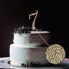 4.5″ GOLD Number 7 Rhinestone Cake Topper Wedding Cupcake Dessert Dessert Events