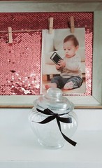 4x300ml Ribbed Glass Multipurpose Jars w Ribbon Airtight Lid Craft Lolly Storage