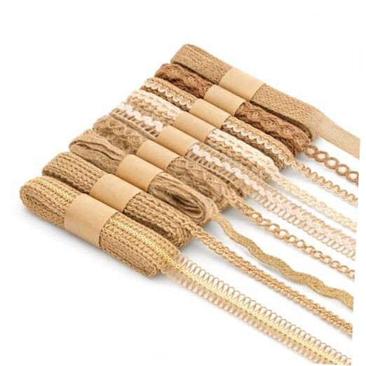 9 Rolls Burlap Lace Ribbon – Natural Jute Ribbon Boho Ribbons Rustic Ribbons
